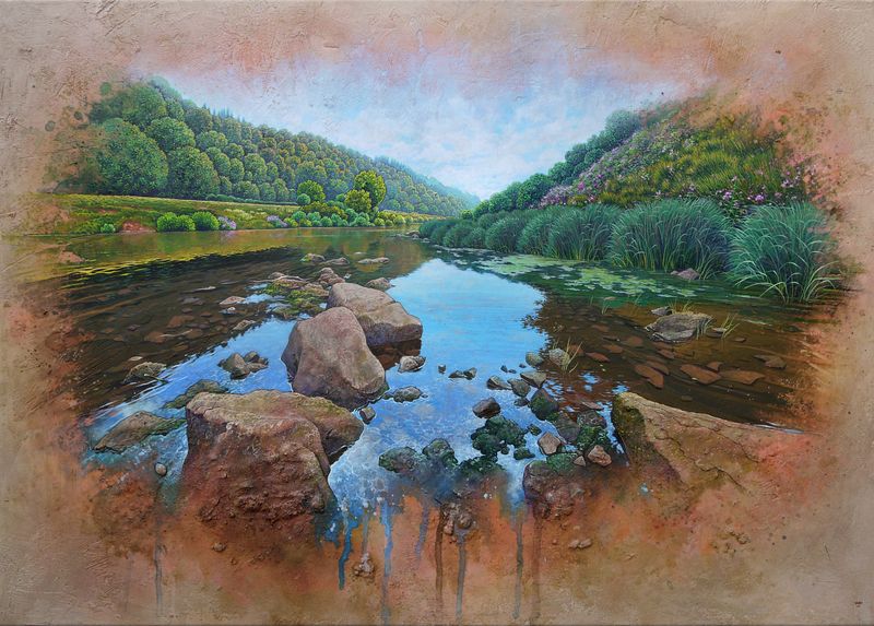 PRINT : Down by the River (Wye at Redbrook)