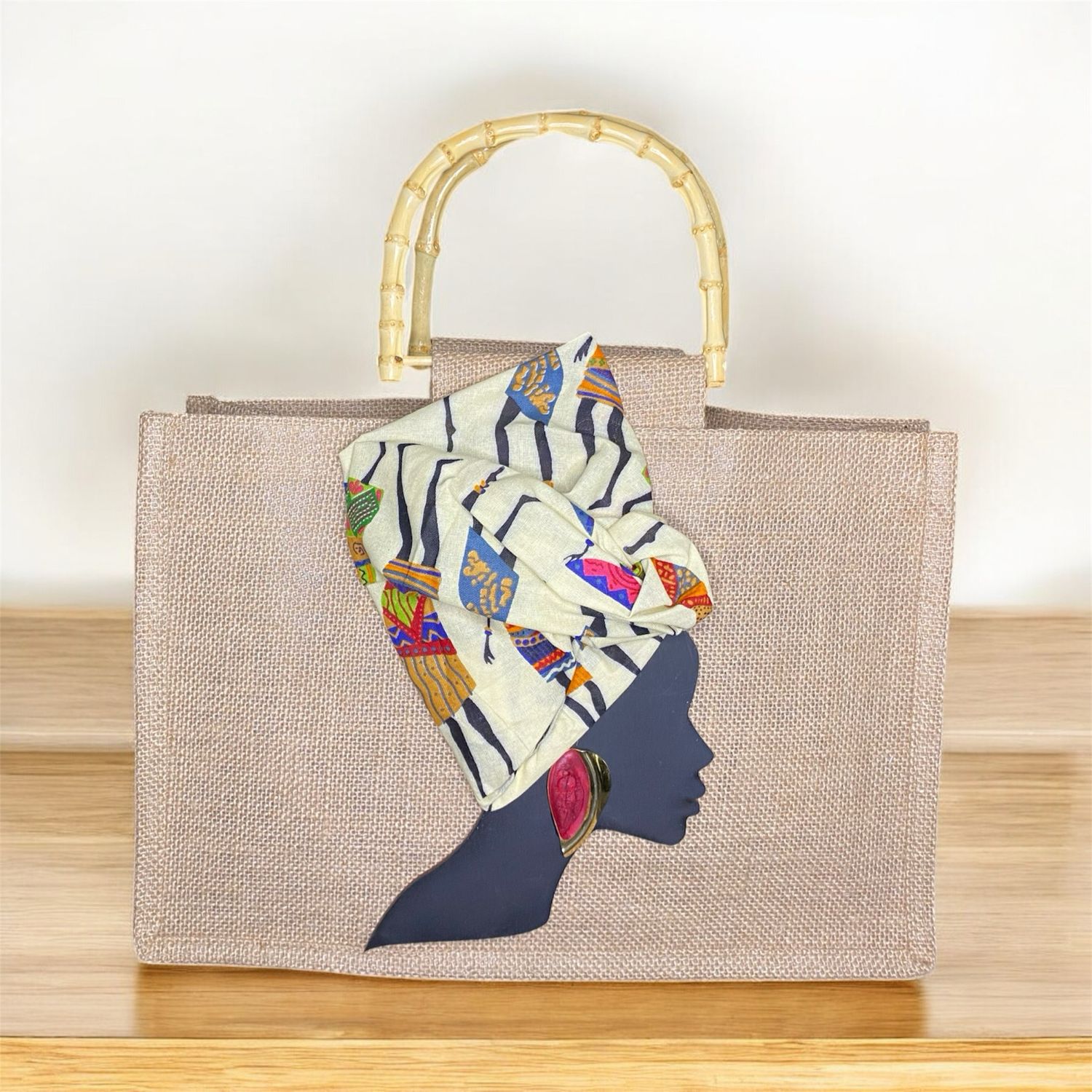 3D Art Tote Bags with Bamboo Handle.