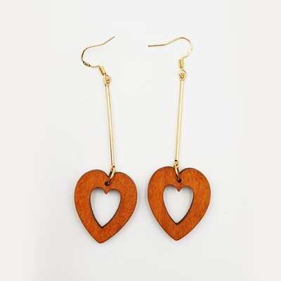 Naija Woodshop Drop Heart Earring