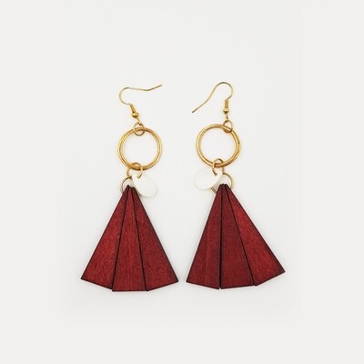 Naija Woodshop Lightweight Red Wood Deco Drop Earrings