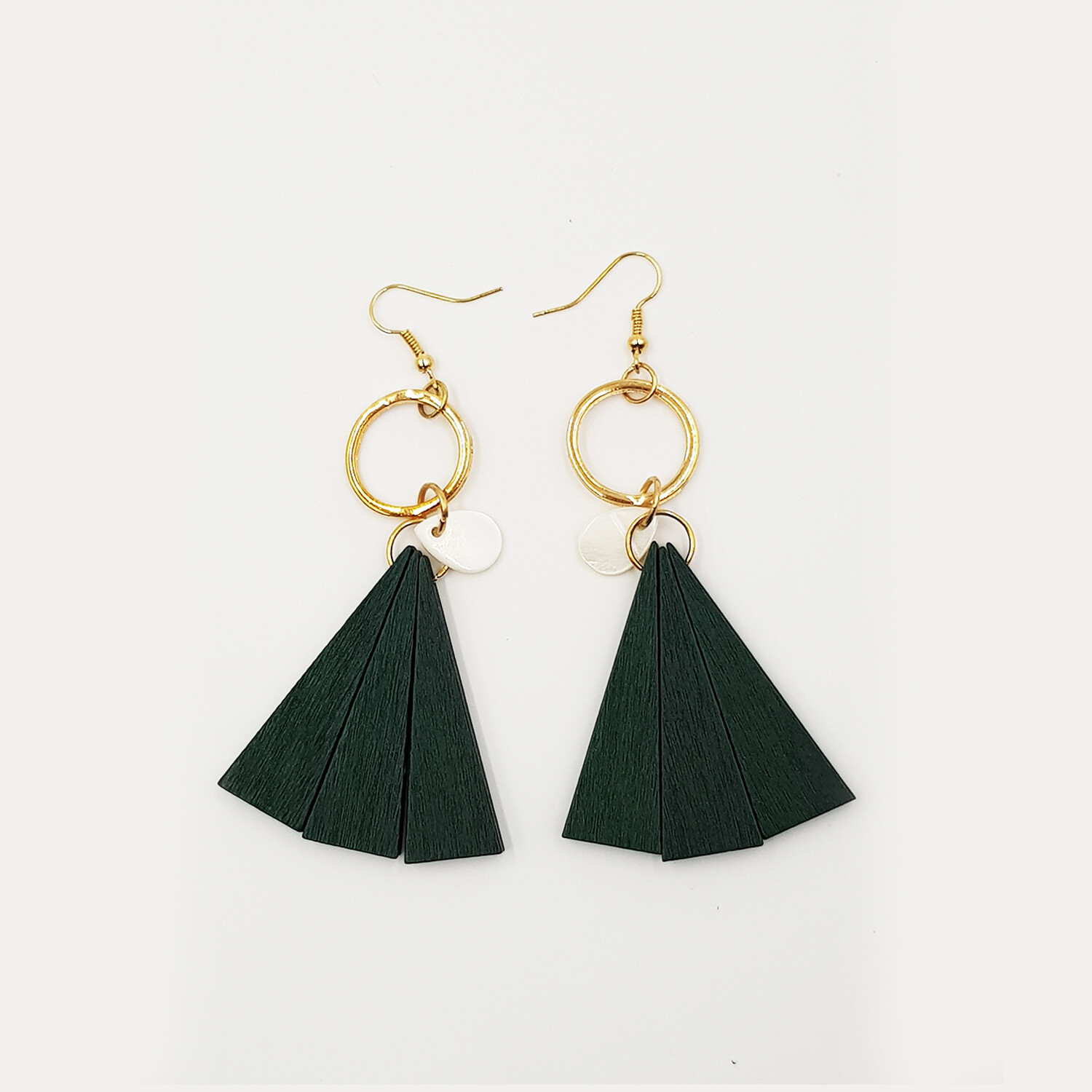 Naija Woodshop Lightweight Green Wood Deco Drop Earrings