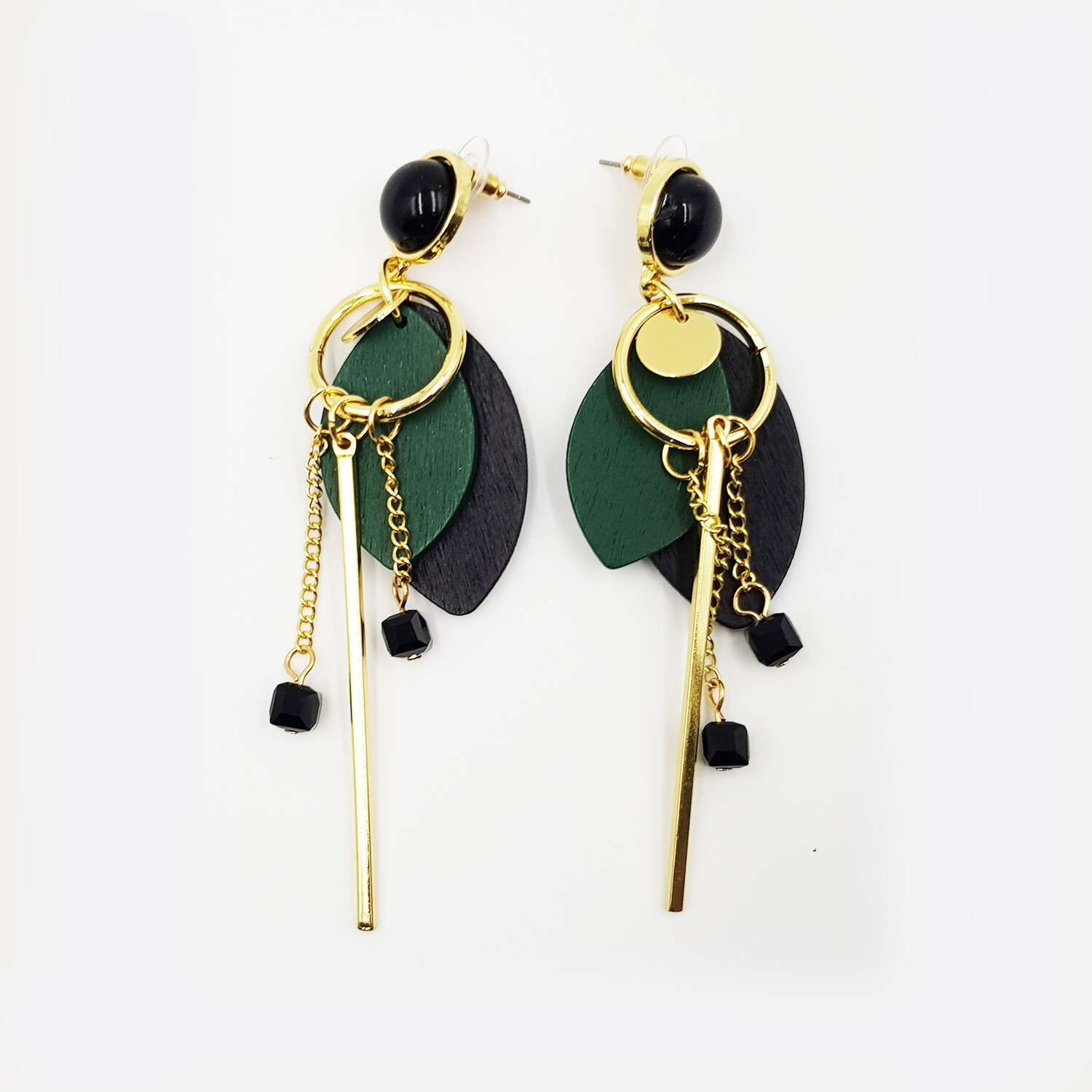 Naija Woodshop Vintage Leaf Twist Wave Dangle Earring