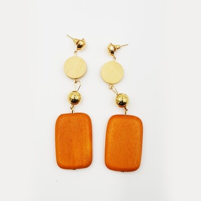 Naija Woodshop Women&#39;s Wood Orange Statement Earrings
