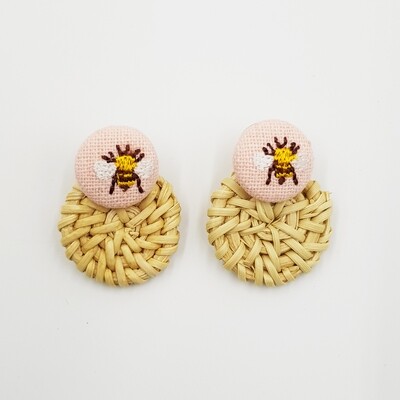 Naija Woodshop Hand knitting Straw Woven Earrings (Insect Design)