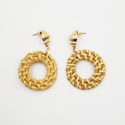 Naija Woodshop Rattan Straw Dangle Earrings I