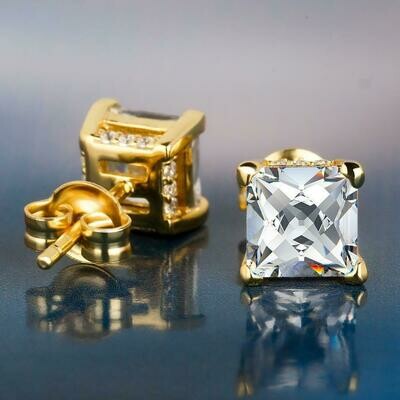 Square Cut Diamond Earrings (Pair)