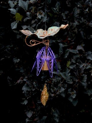 Purple Hanging Bellflower Chime with Dappled Leaf