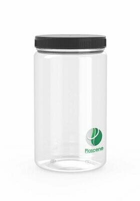 PET & rPET Straight Wall Round Jar, 34 Ounce, Neck Finish 89mm