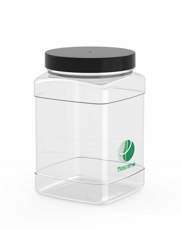PET & rPET Square Jar, 32 Ounce, Neck Finish 89mm