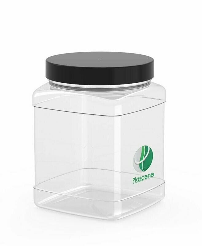 PET & rPET Square Jar, 25 Ounce, Neck Finish 89mm