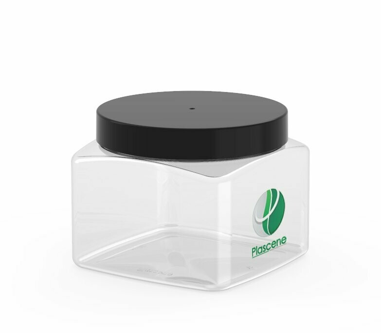 PET & rPET Square Jar, 16 Ounce, Neck Finish 89mm