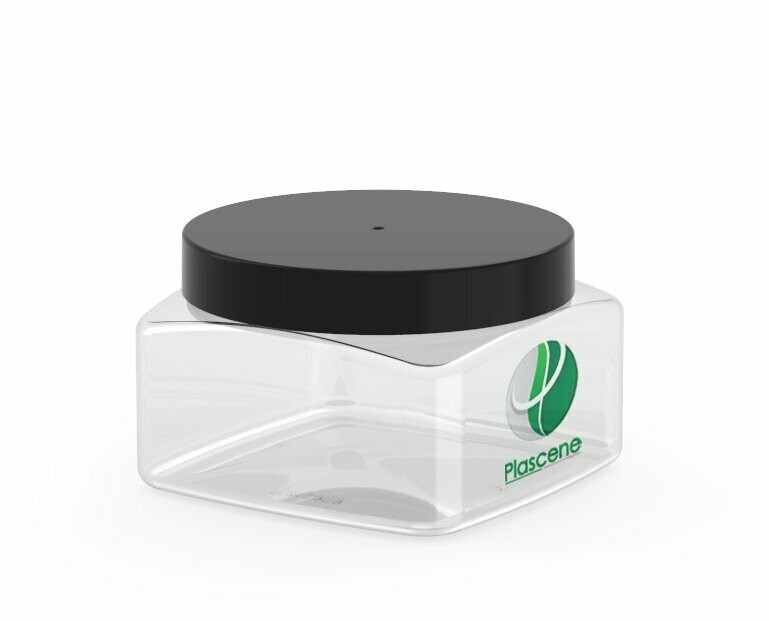 PET & rPET Square Jar, 12 Ounce, Neck Finish 89mm