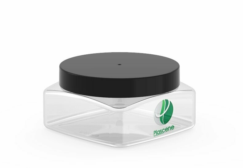 PET & rPET Square Jar, 8 Ounce, Neck Finish 89mm