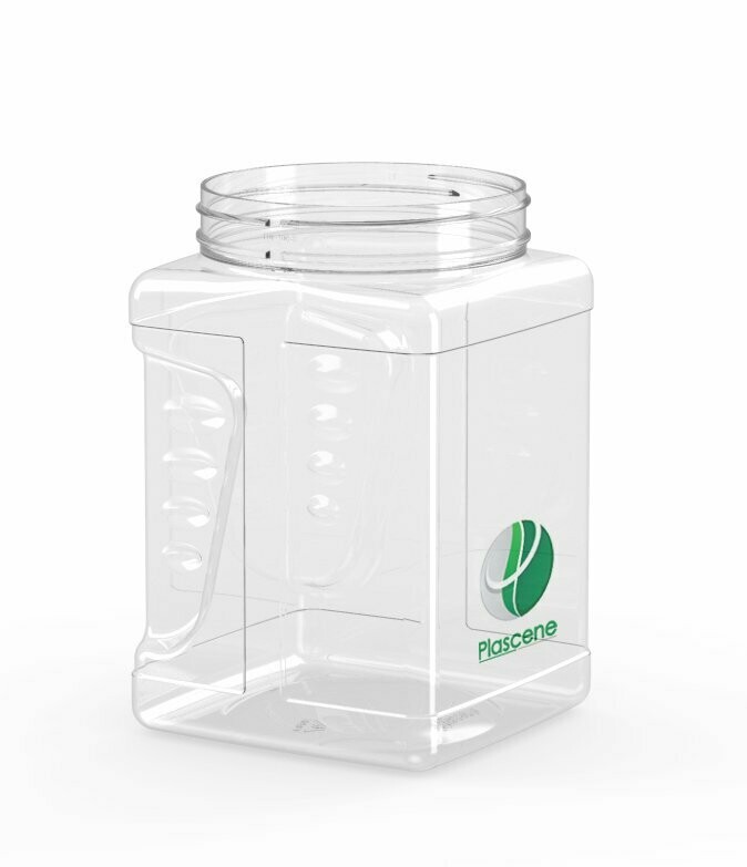 64 oz. White PET Square Pinch Grip-It Jar with 120/400 White Ribbed Cap  with F217 Liner