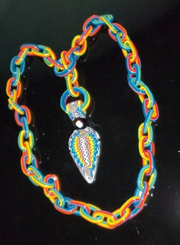 8mm Glass Pendant with Stoney Chicken Glass Chain