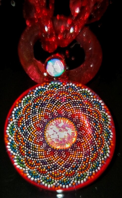 JH Glass Pendant with Stoney Chicken glass chain