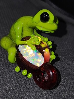 Stoney Chicken Opal Coin Frog Pendant