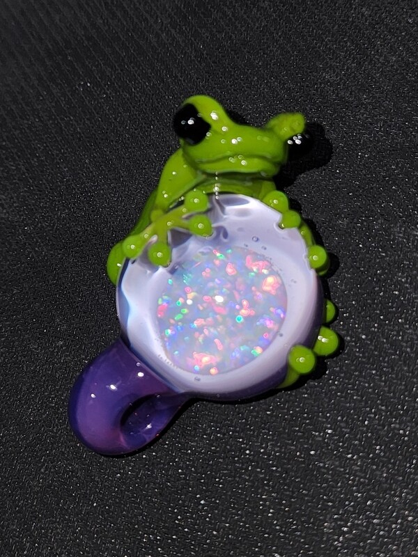 Stoney Chicken Opal Coin Frog Pendant