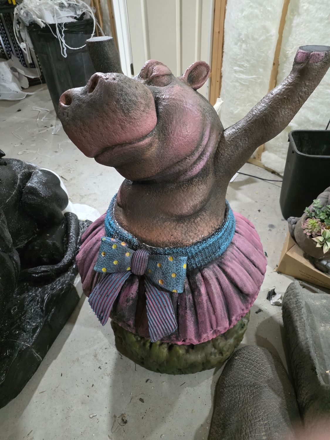 Ballerina Hippo Birdbath