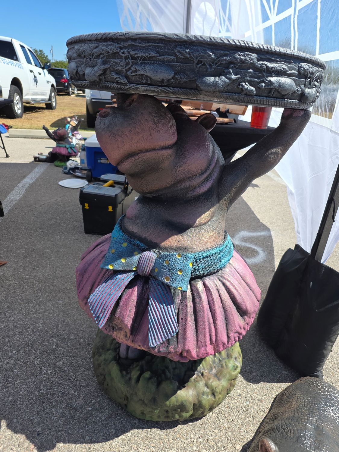 Ballerina Hippo Birdbath
