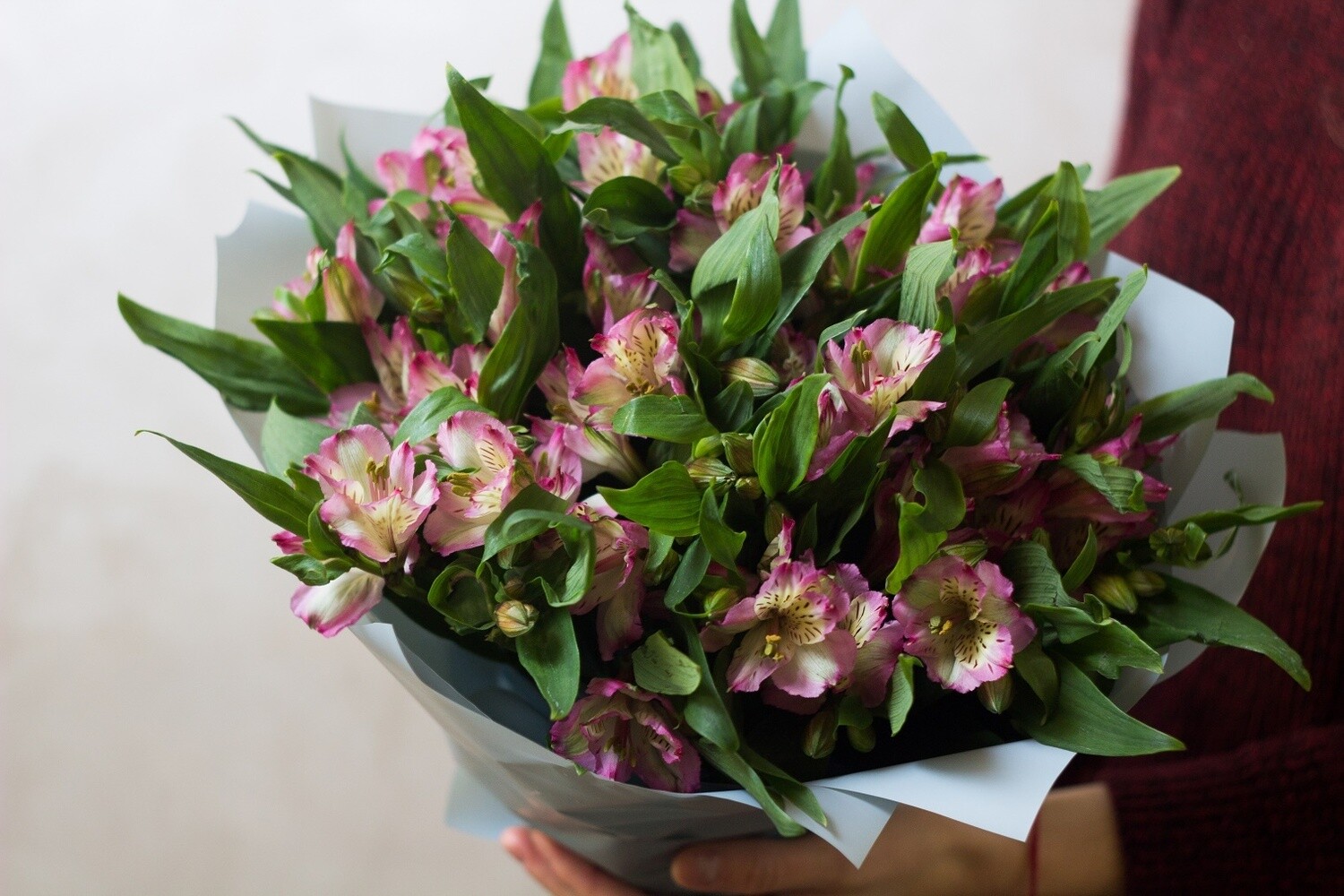 “Букет розовых альстромерий ‘Vasat’ с доставкой по Саратову: романтика и нежность в каждом цветке!”