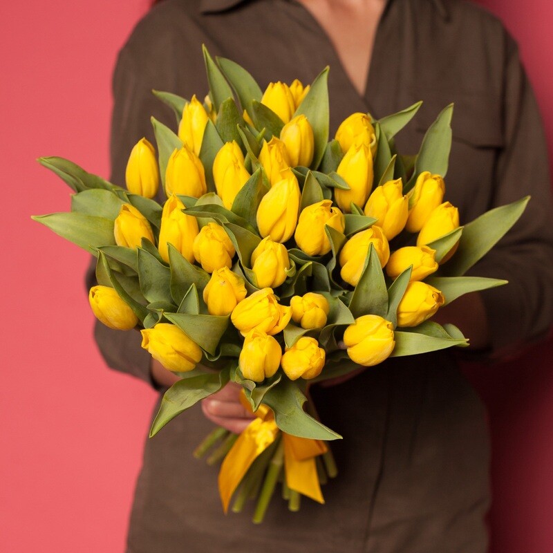 35 жёлтых тюльпанов  "Стронг Голд"