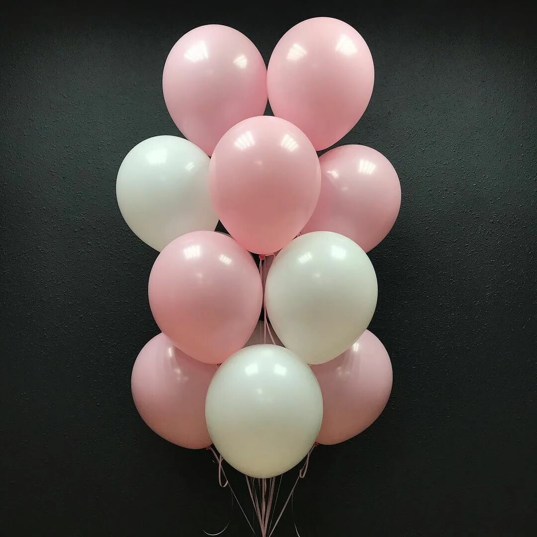 Воздушные шари нежно-розовые и белые 11шт