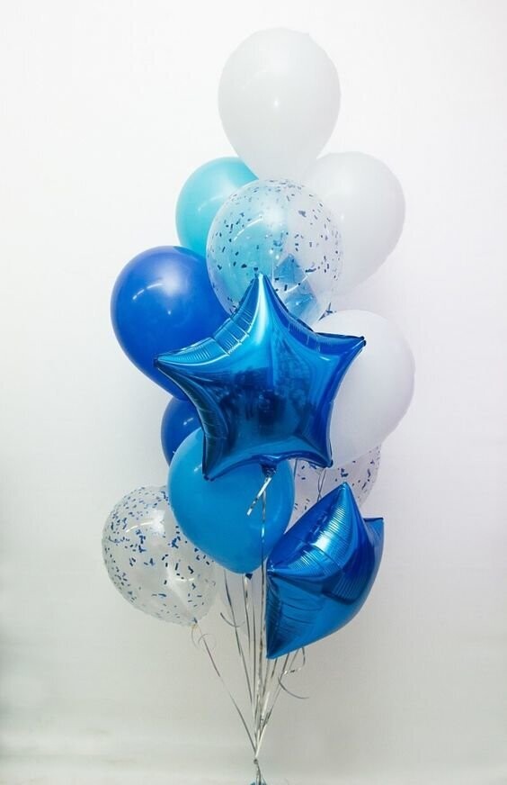 Воздушные шары бело-синие 13штук