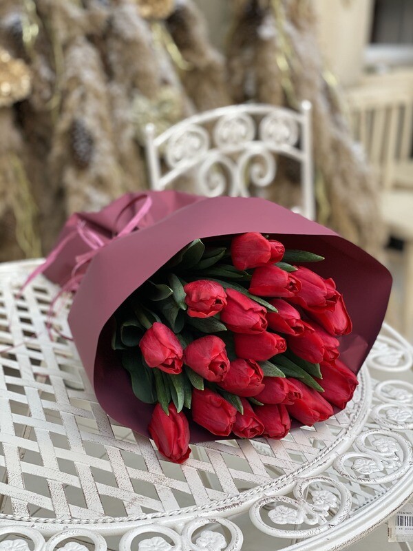 21 красный тюльпан "Сурендер"