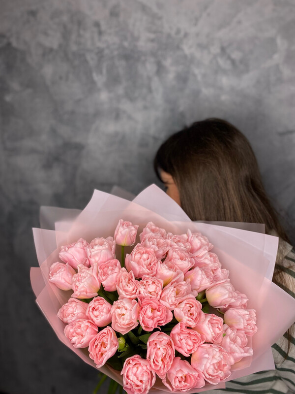 Тюльпан "Дример и финола" пионовидный розовый 35шт