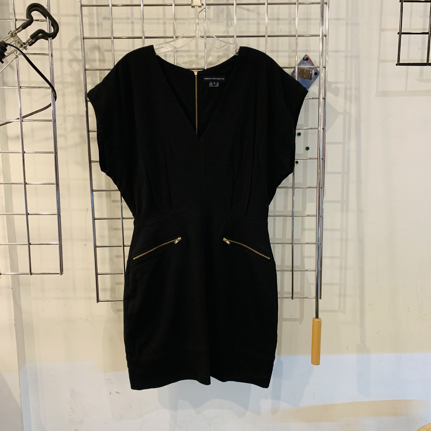 Size 6 French Connection V-Neck Dress Black