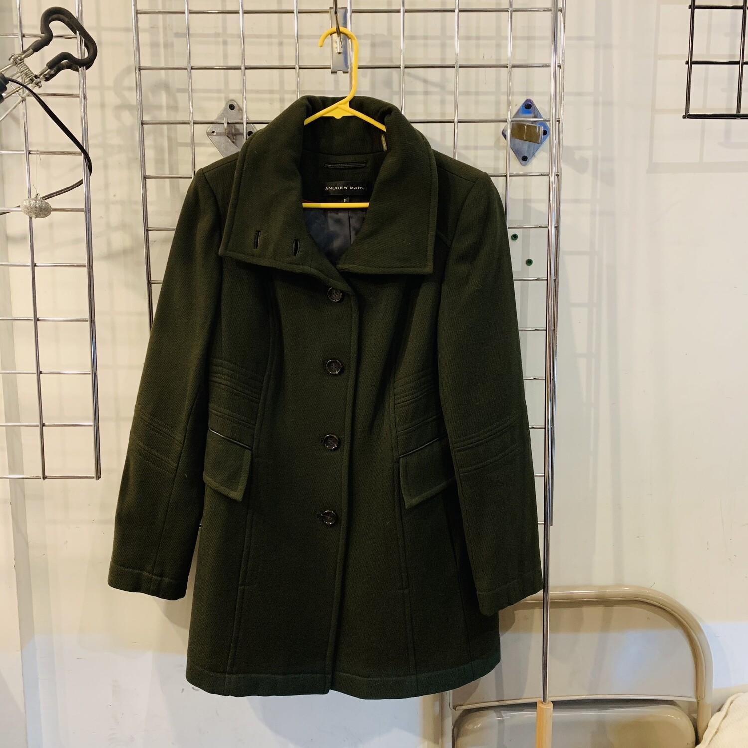 Size 8 Andrew Marc Wool-Blend Coat Green