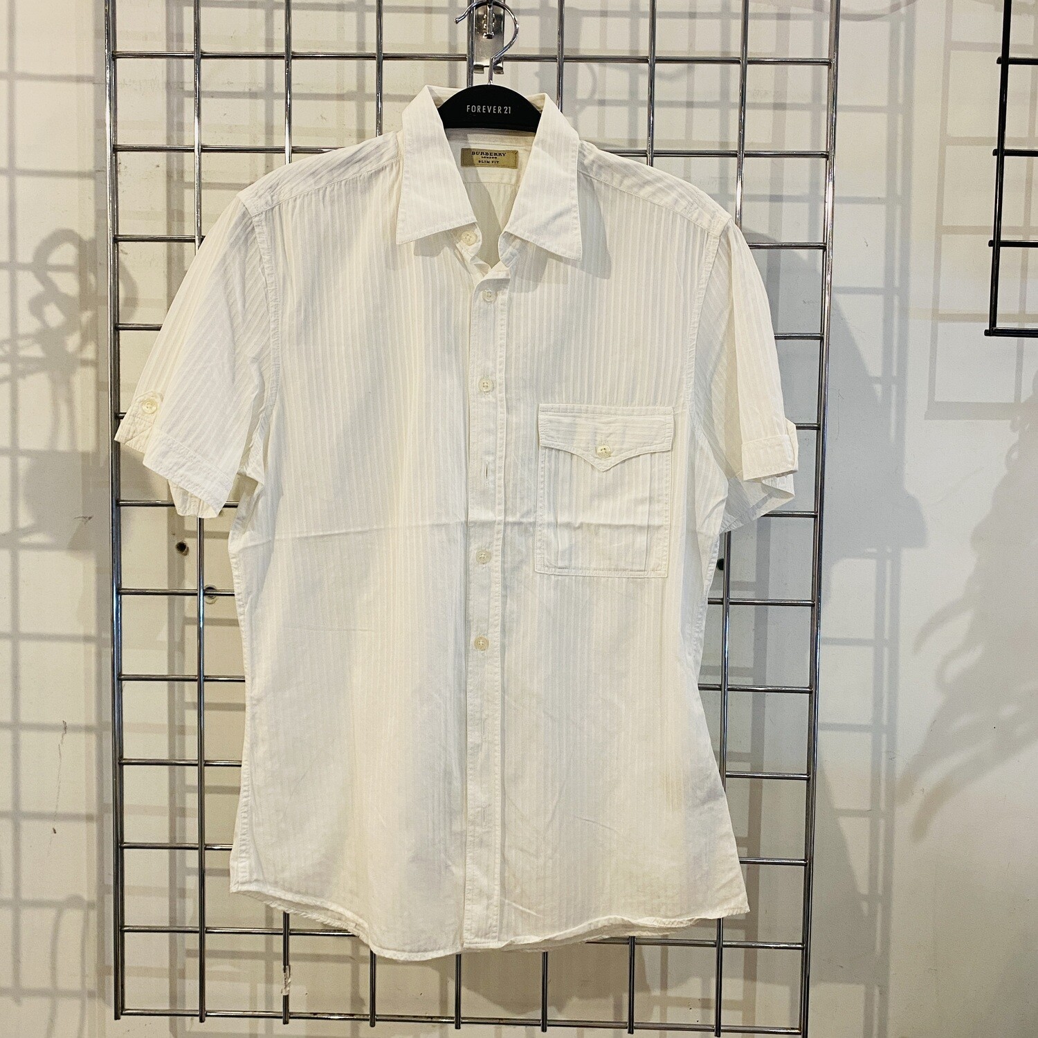 Size Small Burberry Cotton Short-Sleeve Button-Down Shirt