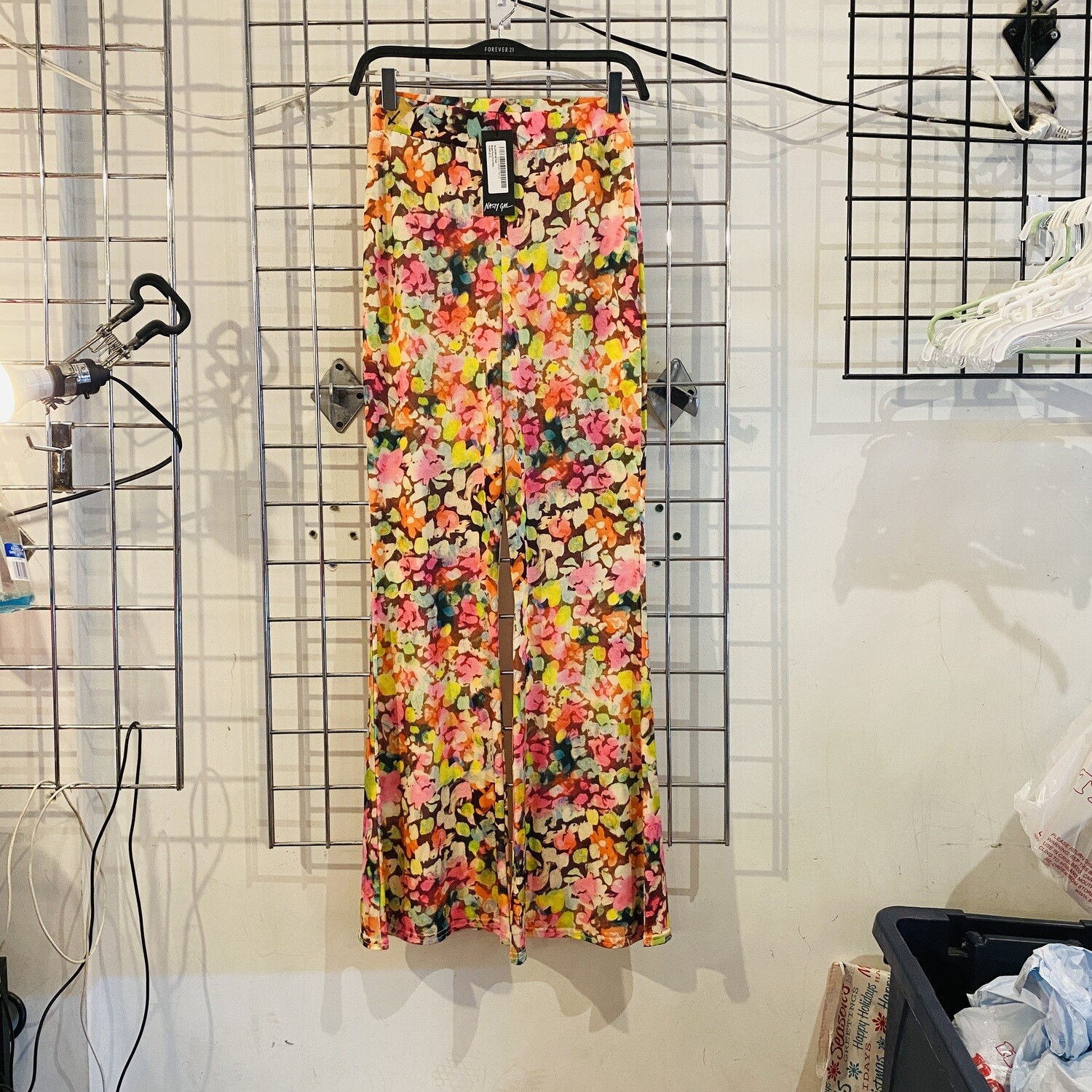 Nasty Gal Bright Floral Print Flare Pant