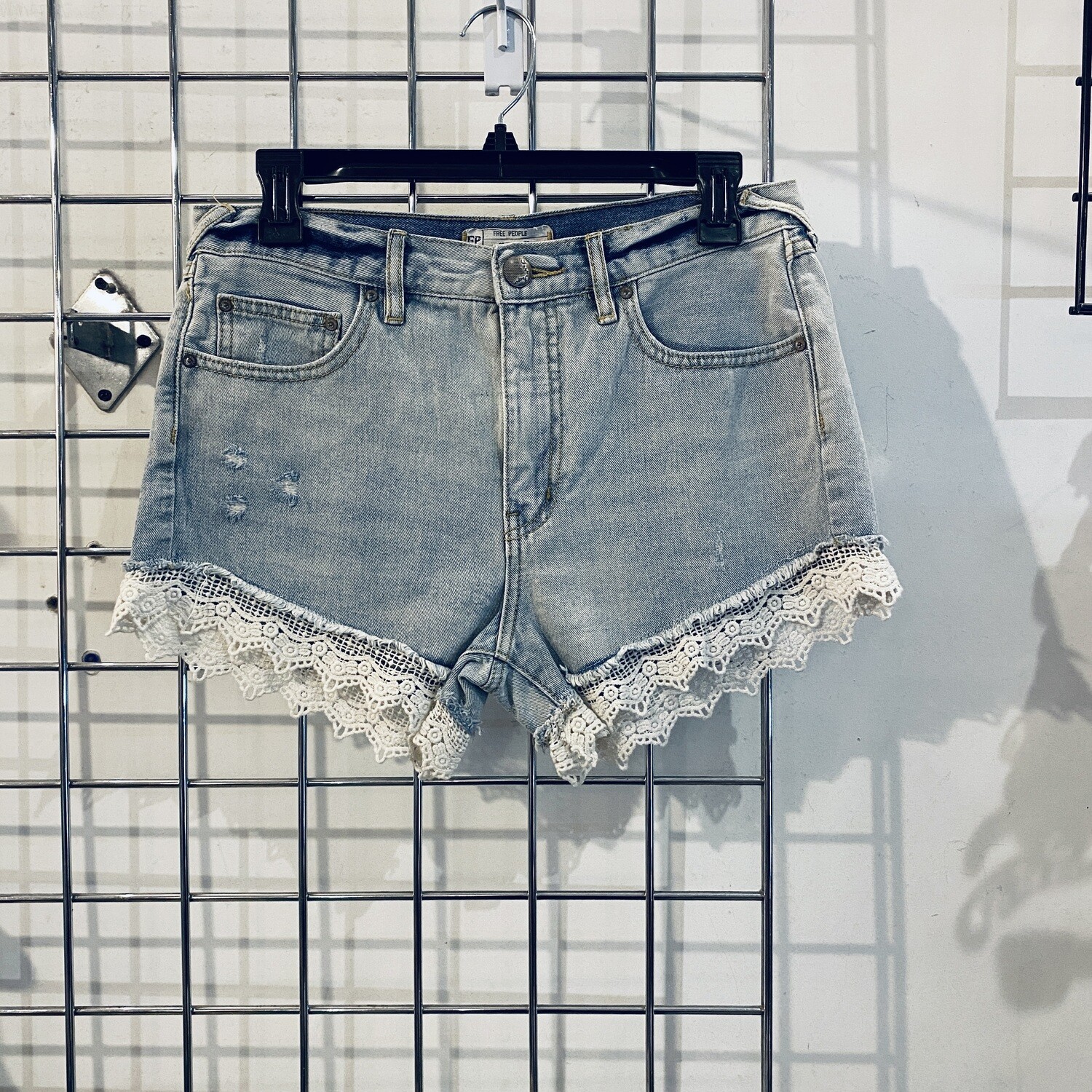 Size 27 Free People Embroidered Denim Shorts