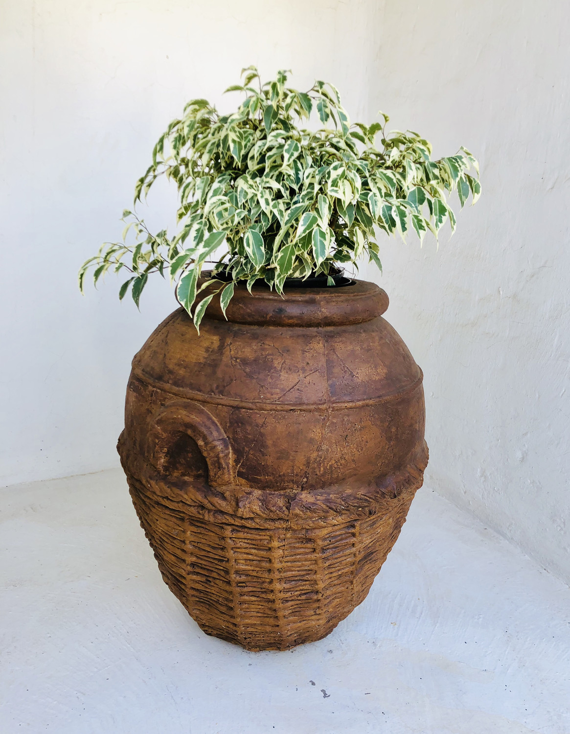 Woven Rope Planter Honeyclay Finish - H650mm x W580mm - 33kg