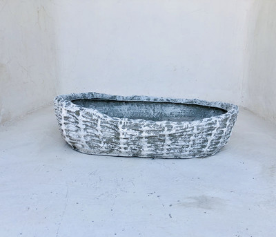 Medium Woven Planter Whitewash Finish - L730mm x H140mm x W530mm - 20kg