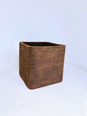 Braided Square Planter Large Mecca Brown Finish - H400mm x W400mm - 24kg