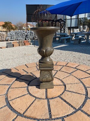 Joshua Urn Small on Square  Weathered Grey Finish Complete - H1.1m x W Top 520mm x W Base 280mm - 82kg