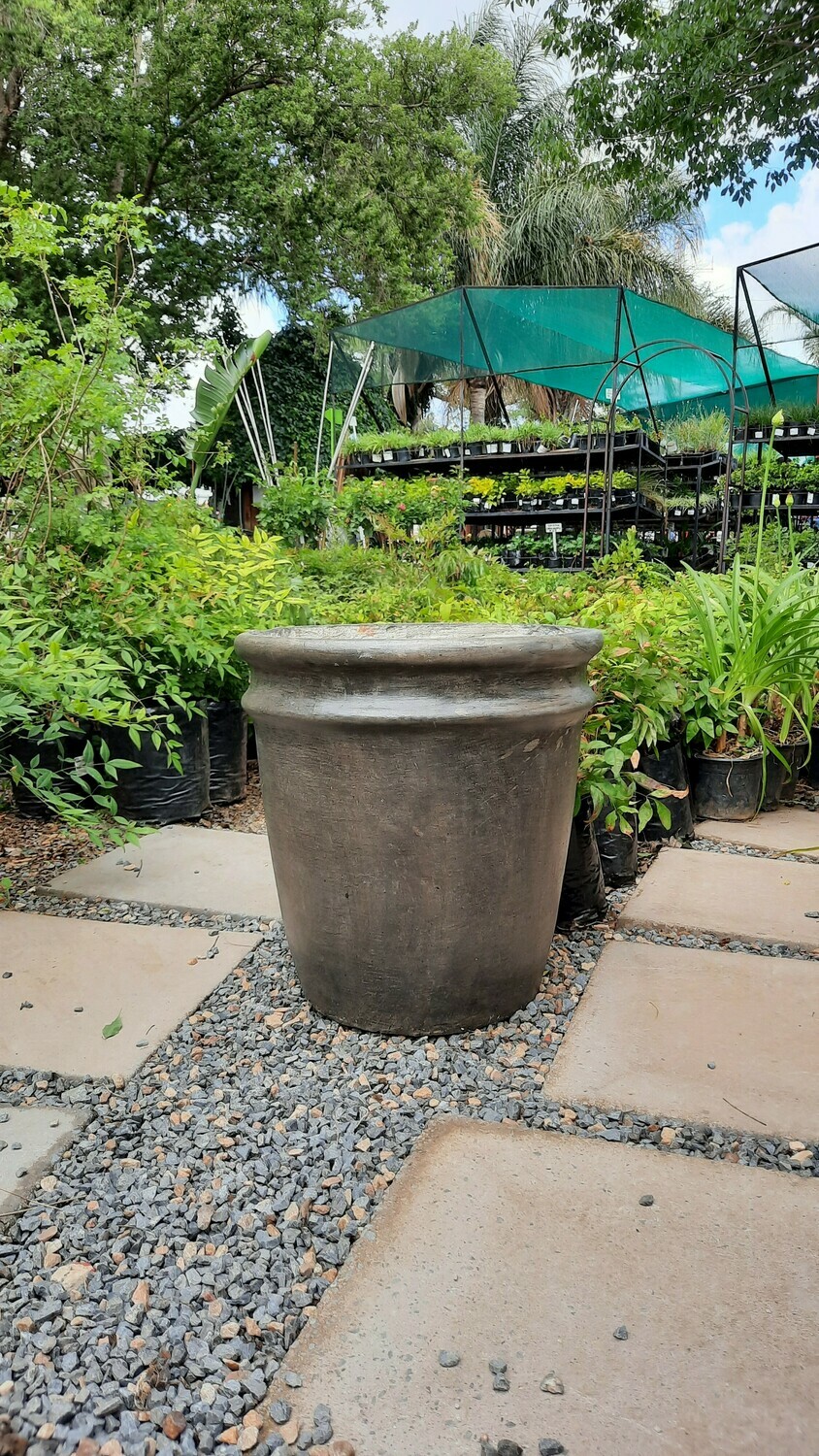2 Ring Pot Extra Large Weathered Grey Finish - H600mm x W590mm - 33kg