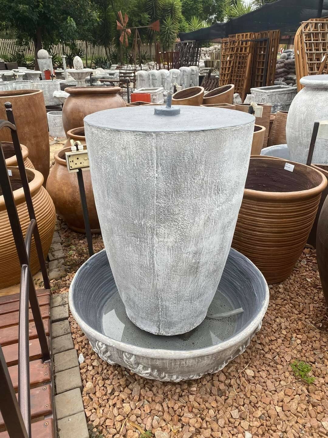 Bergmann's Fountain In Bowl Whitewash Finish - H1410mm (Excluding Pump)