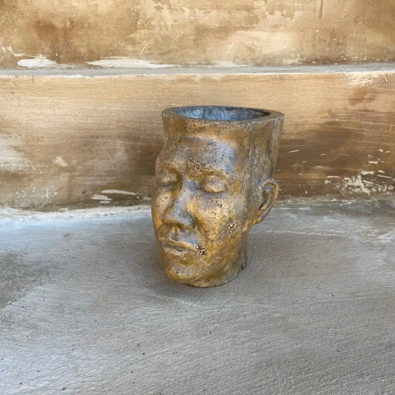 Adam Head Planter Antique Amber Finish - H240mm x W150mm - 3kg