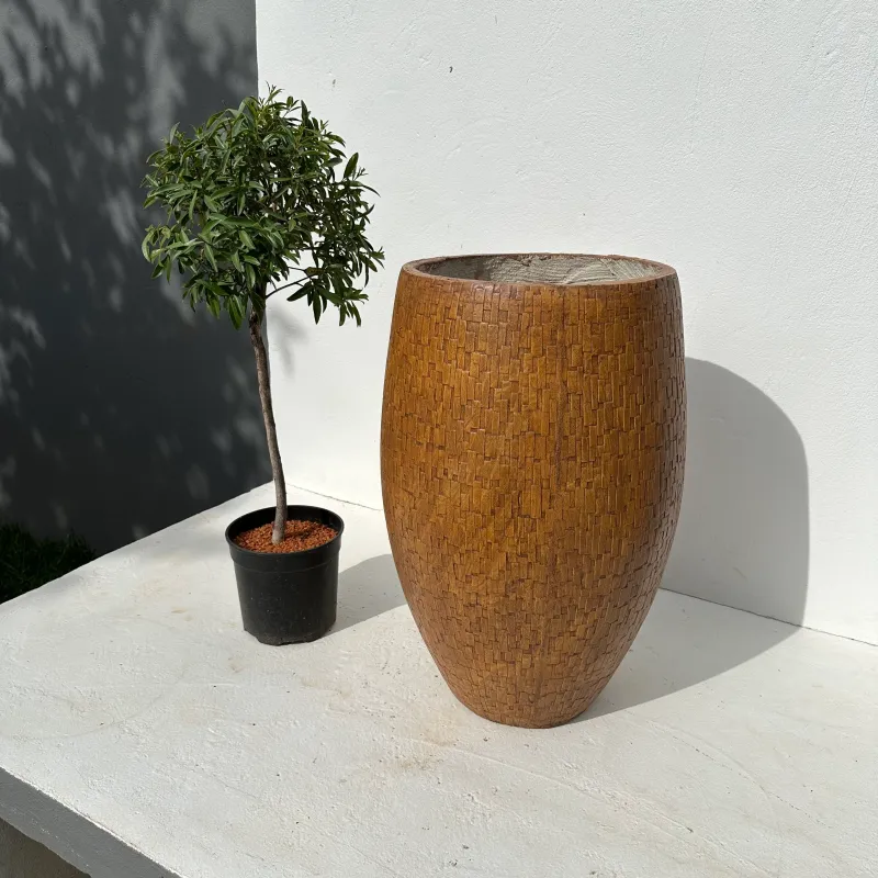 Demeter Pot Large Brown Clay Finish - H620mm x W340mm - 16kg