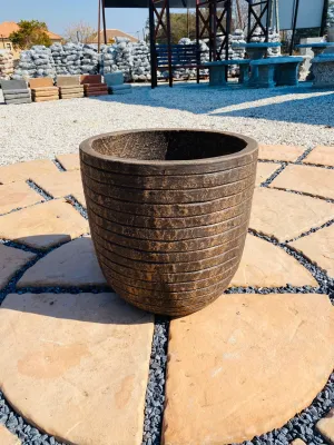 Hope Plant Pot Medium with Large Stripes Mecca Brown Finish - H350mm x W340mm - 11