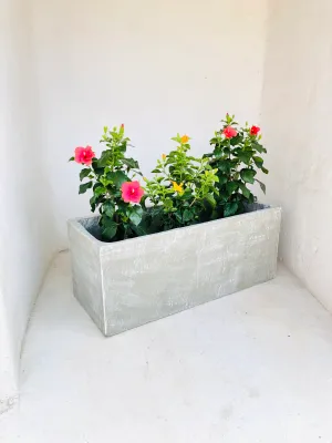 Ondela Rectangular Pot Medium Whitewash Finish - L1000mm x W420mm x D380mm - 70kg