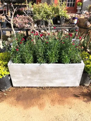 Ondela Rectangular Pot Whitewash Finish  - L1000mm x H415mm x W415mm - 45Kg