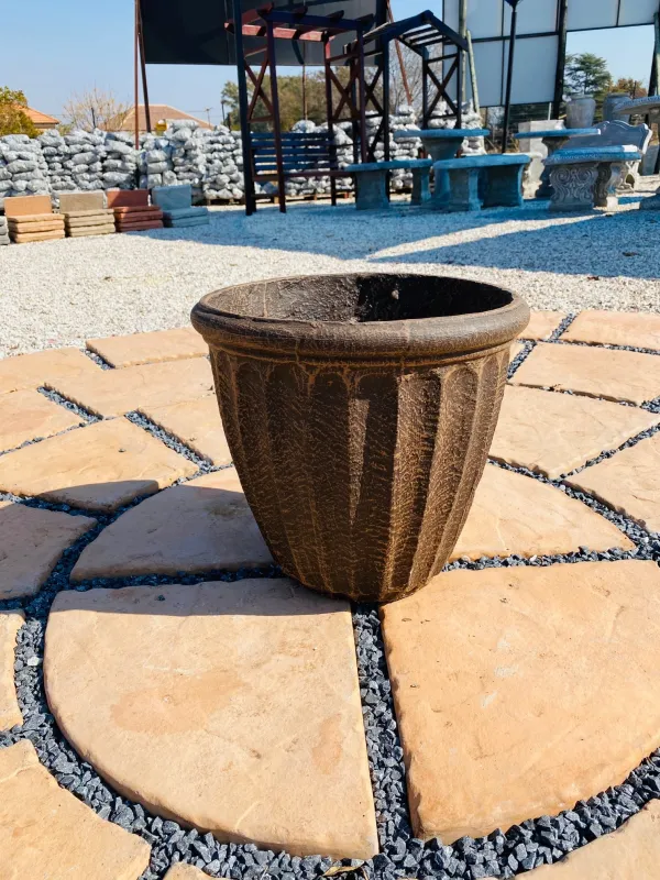 Alfred Pot Medium Mecca Brown Finish - H350mm x W360mm - 9Kg