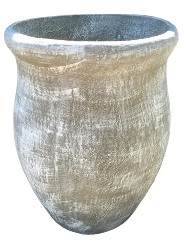 Fatso Flower Pot Large Whitewash Finish - H640mm x W610mm - 48kg