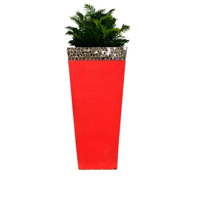 Square Slim Pot Red Mirror Mosaic