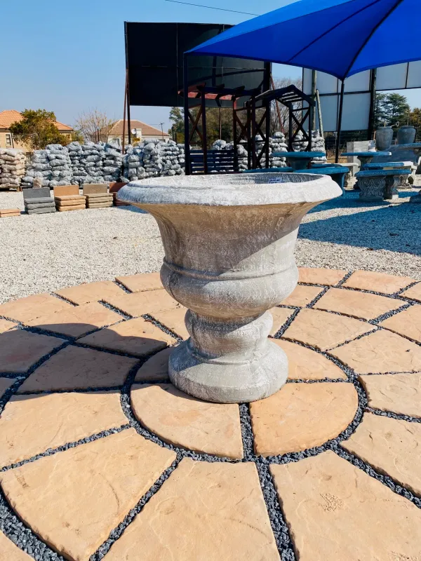 Italian Urn Whitewash Finish - H700mm x Top W700mm x Base W400mm - 49Kg